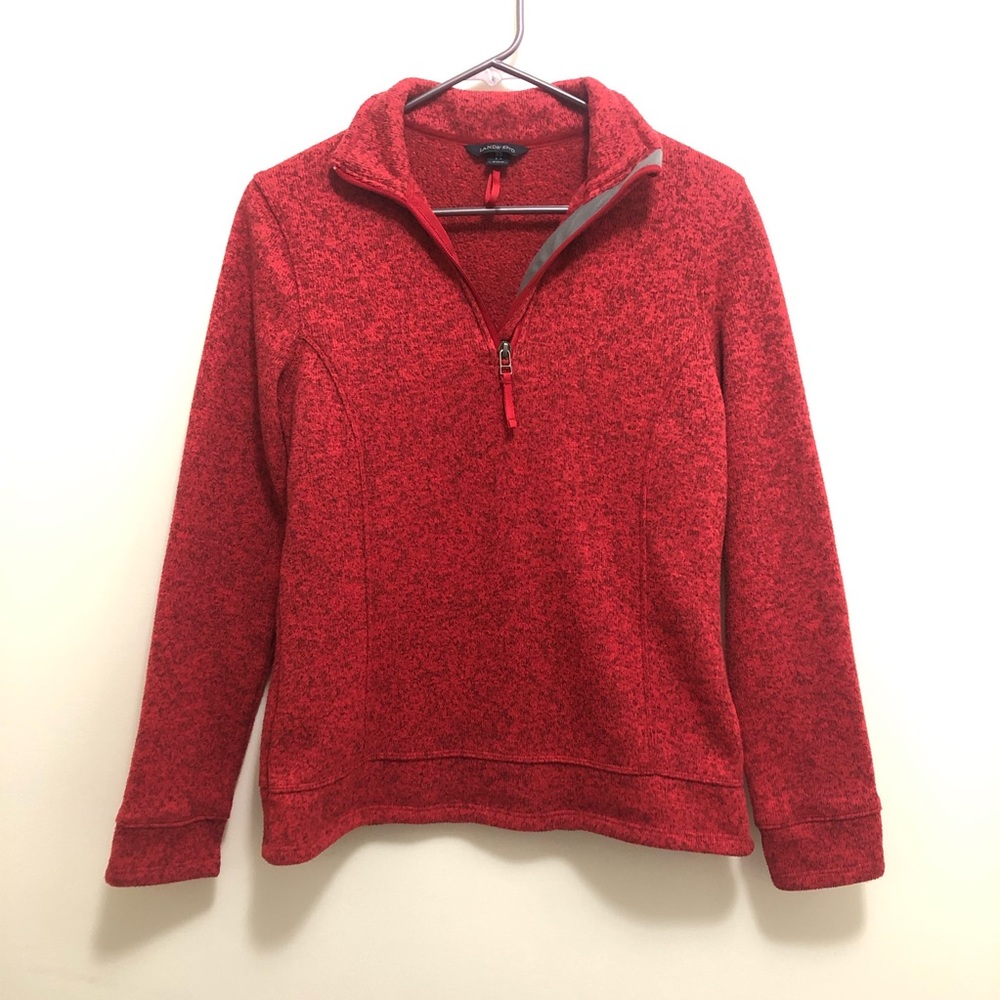 Lands End Red Fleece Quarter Zip XS